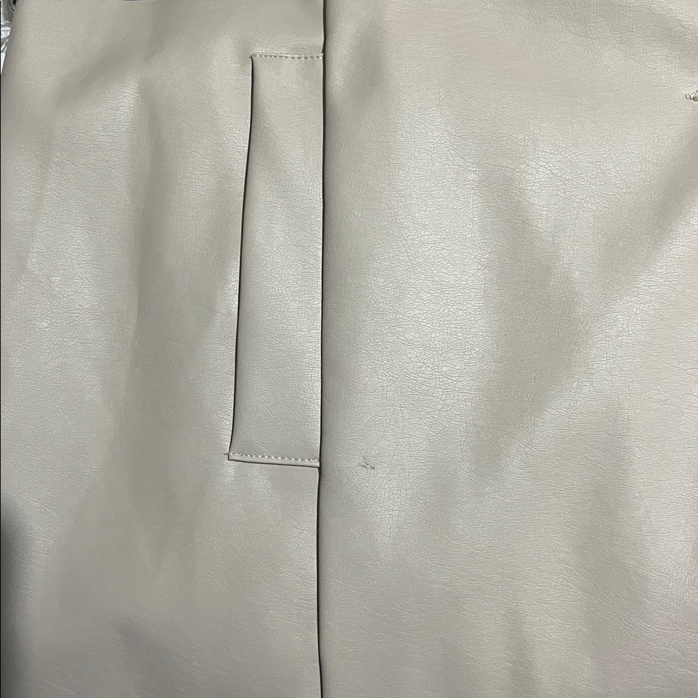 Fashion Nova Cream Faux Leather Trench Coat with Faux Fur - Picture 9 of 11